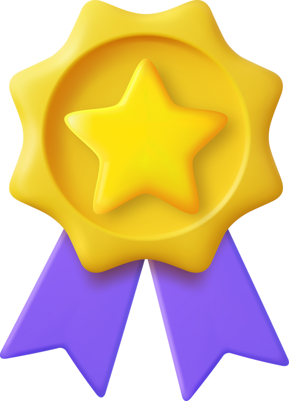 3D Winner Medal with Ribbon.